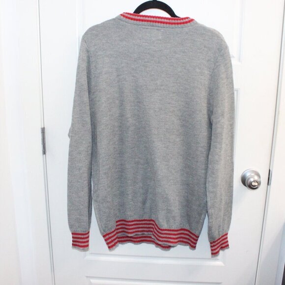 Tipsy Elves Size Large Santa Claws Cat Christmas Sweater Grey Crew Neck - Picture 3 of 3